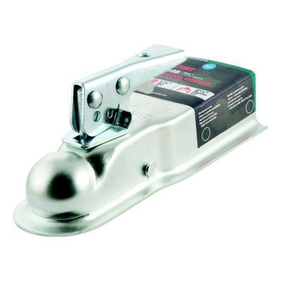 Straight tongue trailer coupler for 2-1/2-inch channel with a 1-7/8-inch hitch ball, supporting up to 2,000 lbs.
