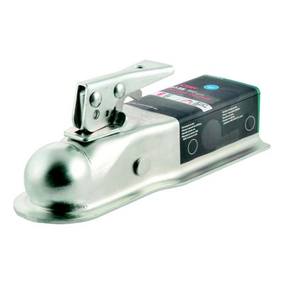 Straight tongue trailer coupler with lever latch for 2-In hitch ball, designed for secure towing up to 3,500 lbs.