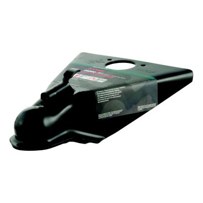 Black CURT 25200 A-Frame trailer coupler with a hitch ball socket design for secure towing.