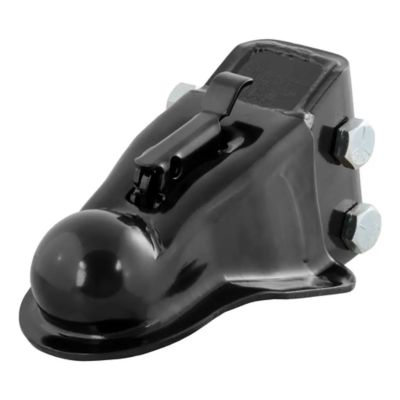 Black channel-mount adjustable trailer coupler for 2-5/16 inch hitch ball, designed to support up to 14,000 lbs.