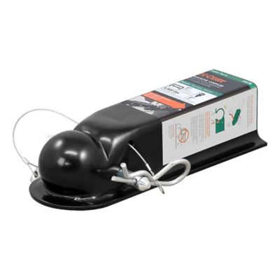 QuickPin No-Latch trailer coupler for 2-inch hitch ball, black finish, includes secure pins, suitable for 3,500 lbs towing.