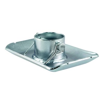 Compact metal trailer jack foot for 2-inch tubes, supporting up to 2000 lbs, ideal for stabilizing trailers.
