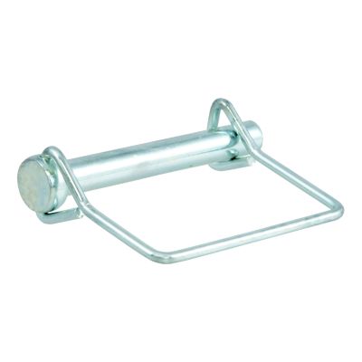 Trailer coupler pin with square wire handle, metal finish, ideal for securing trailer hitches and connections.