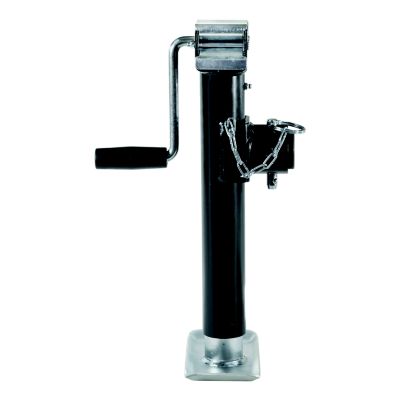Weld-on swivel trailer jack with pipe mount, featuring a durable design for a 3,000 lbs capacity, shown in a side view.