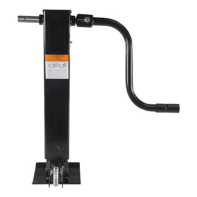 Heavy-duty trailer jack with crank handle, designed for direct weld installation, supports up to 12,000 lbs for rugged use.