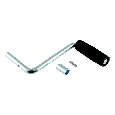 Replacement boat trailer jack handle with ergonomic black grip and metal components for easy installation and use.