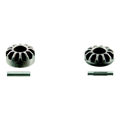 Replacement marine jack gears set with two circular gears and two cylindrical pins on a white background.