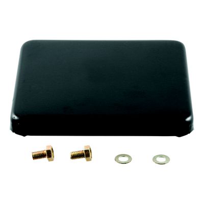 Black square jack cap with bolts and washers for direct-weld application, compatible with CURT 28512.