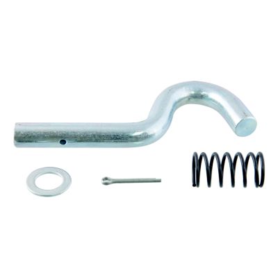Replacement heavy duty trailer jack pull-pin set with spring and washer on a white background.