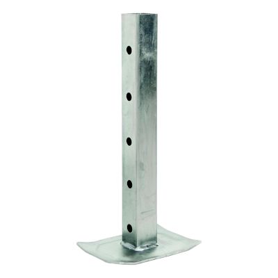 Direct-weld square jack drop leg with durable metal construction and multiple adjustment holes, ideal for heavy-duty support.