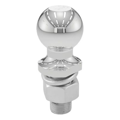 Chrome trailer hitch ball, shiny finish, robust construction, designed for towing up to 6,000 lbs.