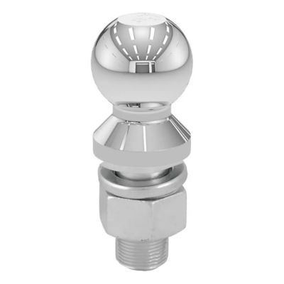 Shiny chrome trailer hitch ball with a sturdy shank, designed for towing up to 2,000 lbs.