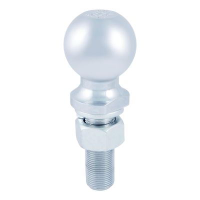 Chrome trailer hitch ball with a polished finish and threaded shank, ideal for heavy-duty towing up to 6,000 lbs.