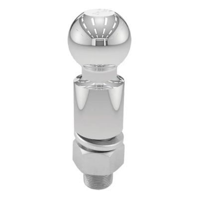 Chrome trailer hitch ball with shiny finish and sturdy design for heavy-duty towing applications.