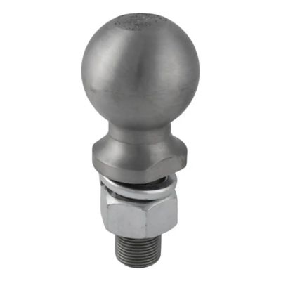 Steel trailer hitch ball with smooth, polished finish and durable construction for heavy-duty towing.