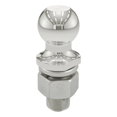 Stainless steel trailer hitch ball with a polished finish and a sturdy shank for towing, CURT 40056 model.