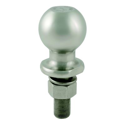 Stainless steel trailer hitch ball with shank, designed for durability and towing efficiency up to 3,500 lbs.