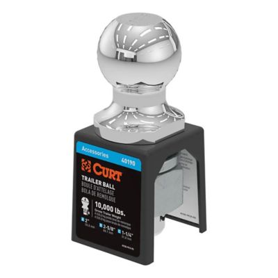 Chrome trailer hitch ball by CURT, model 40190, designed for 10,000 lbs towing with a sturdy shank.