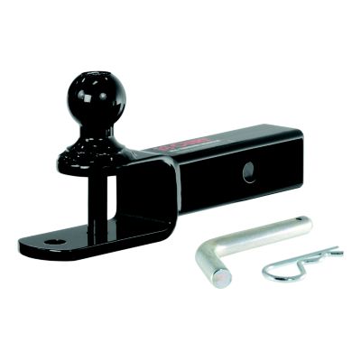 3-in-1 ATV trailer hitch mount with ball and clevis pin, suitable for 2-inch receivers.