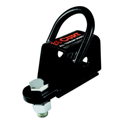 Black bolt-on trailer hitch receiver adapter for ATV and UTV vehicles, featuring CURT branding and durable construction.