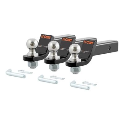 Trailer hitch mounts with 2-inch balls and pins, designed for 2-inch receivers, set of three.