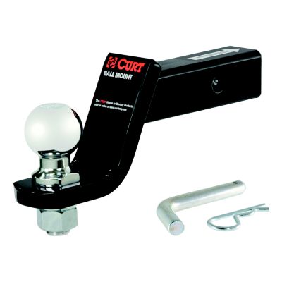 Trailer hitch mount with ball and pin, fits 2-inch receiver; heavy-duty, ideal for towing needs.