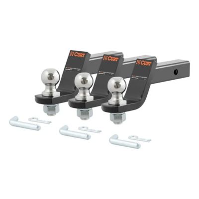 Trailer hitch mounts with 2-inch balls and pins, 3-pack, featuring durable construction and sleek black finish.