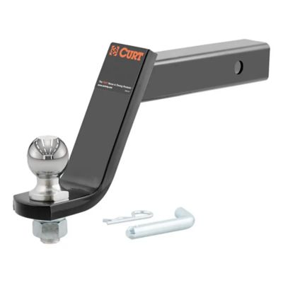 Trailer hitch mount with ball and pin for lifted trucks, fits 2-inch receiver, supports up to 7,500 lbs towing capacity.