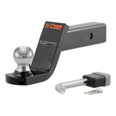 Trailer hitch mount with 2-inch ball, designed for 2-inch receivers, featuring a lock and keys, supports up to 7,500 lbs.