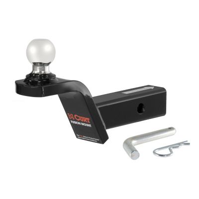 Trailer hitch mount with ball and pin, black finish, compatible with 2-inch receiver, designed for heavy-duty towing.