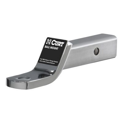 Shiny chrome CURT 45290 Class 3 trailer hitch ball mount with a sleek design for 2-inch receivers.