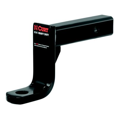 Heavy-duty CURT class 4 trailer hitch ball mount, compatible with 2-inch receiver, showcasing sturdy design and black finish.