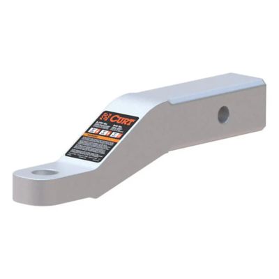 Aluminum trailer hitch ball mount with label, designed for 2-inch receiver, showing a clean, sleek and durable structure.
