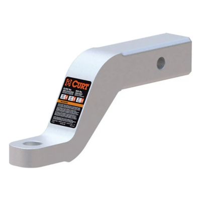 Aluminum trailer hitch ball mount by CURT, showcasing its sleek design and compatibility with 2-inch receivers.