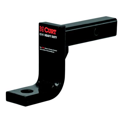 CURT Class 4 trailer hitch ball mount, fits 2-inch receiver, showcases heavy-duty, durable design with black finish.