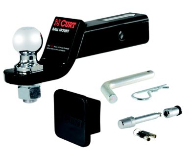 Trailer hitch mount with ball, compatible with 2-inch receivers, includes lock and pin. Ideal for safe towing.