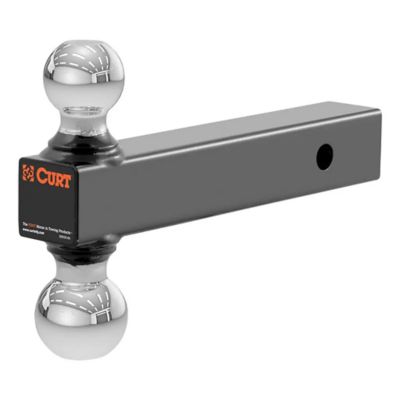 CURT 45665 trailer hitch with dual chrome balls and a sturdy black mount for 2-inch receiver, supporting up to 10,000 lbs.