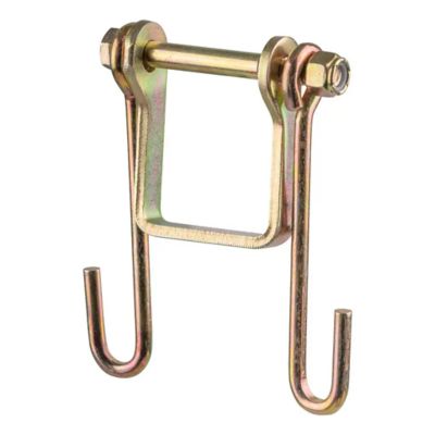 Trailer safety chain holder bracket with steel bolt-on hanger hooks for 2-inch shank, CURT 45806 model.