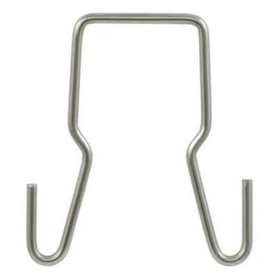 Stainless steel trailer safety chain holder with clip-on hanger hooks for a 2-inch shank.