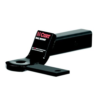 Black CURT anti-sway trailer hitch ball mount for 2-inch receiver, features anti-sway design and multiple holes.