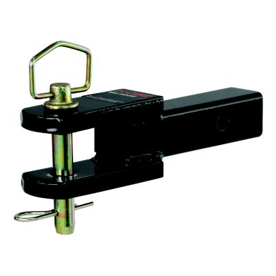 Heavy-duty clevis pin hitch ball mount, black finish, fits 2-inch receivers. Ideal for towing with up to 60,000 lbs capacity.
