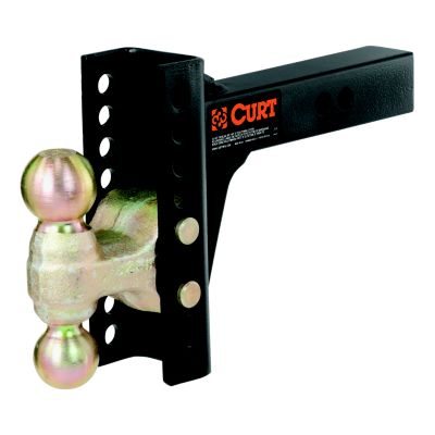 Adjustable trailer hitch ball mount with dual balls for 2-inch receivers, featuring a robust design for heavy-duty towing.
