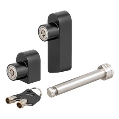 Rebellion XD Tongue and Hitch Lock Set with receiver pins and keys, designed for secure towing attachments.