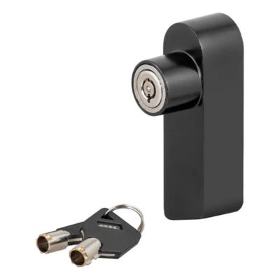 Black Rebellion XD Tongue Lock with round keyhole, featuring two matching keys on a keyring.