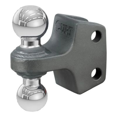 Dual ball hitch with a durable design featuring a polished chrome finish, compatible with heavy towing needs up to 15,000 lbs.