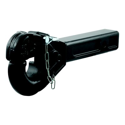 Pintle hook hitch for 2-inch receiver, features robust build and chain lock, ideal for heavy-duty towing needs.