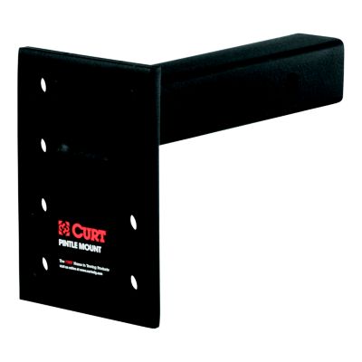 CURT adjustable pintle mount for 2-inch hitch receiver, black, heavy-duty design, showcasing robust build for towing.