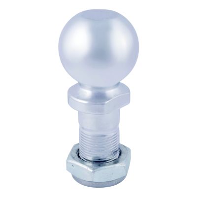 Shiny 2-5/16 inch replacement pintle hitch ball with a durable finish and sturdy shank for heavy-duty towing.