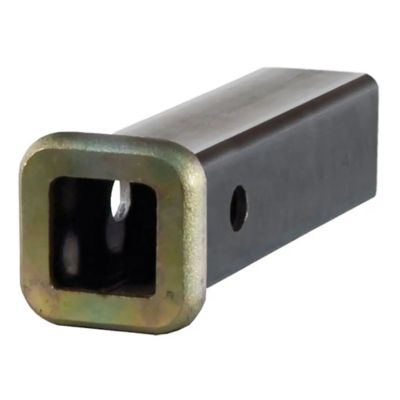 Weld-on raw steel trailer hitch receiver tube with a square opening and black finish, ideal for towing applications.