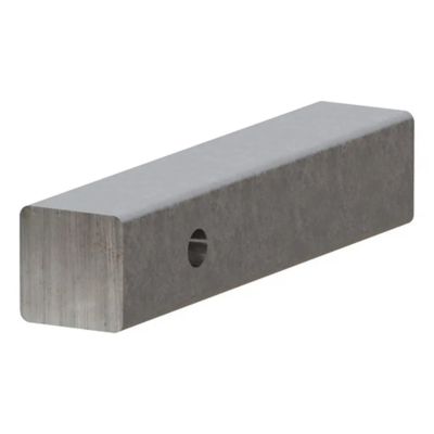 Weld-on raw steel trailer hitch bar shank, rectangular design with clean edges, featuring a central hole for secure mounting.